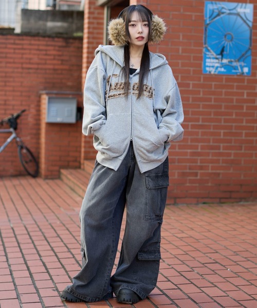 WEGO(ウィゴー)の「WEGO/レオパードワッペンダブルZIPパーカー(パーカー・メンズ・杢グレー/ネイビー/スミクロ・SMALL/MEDIUM/LARGE)」の8枚目の写真