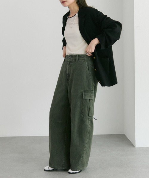 セール】ヴィンテージライクカーブシルエットカーゴパンツ（カーゴ