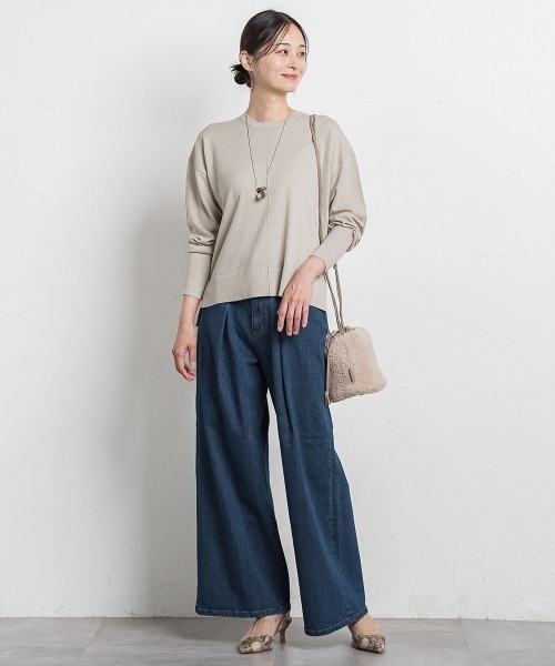 LAUTREAMONT(ロートレアモン)の「【WEB限定】ベーシックウールクルーネックニット≪洗える≫(ニット/セーター・レディース・レッド/ベージュ/ブルー/オフホワイト/ブラック・9号)」の12枚目の写真