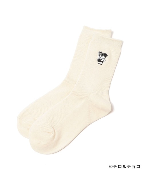 LEPSIM（レプシィム）の「【OPEN記念／チロルチョコ×LEPSIM】チロル坊やソックス　603856（ソックス/靴下・レディース・オレンジ/ブラウン/アイボリー・ONE SIZE）」の2枚目の写真