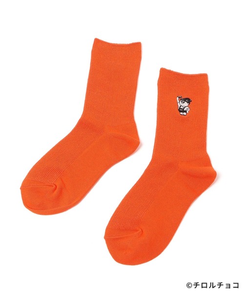LEPSIM（レプシィム）の「【OPEN記念／チロルチョコ×LEPSIM】チロル坊やソックス　603856（ソックス/靴下・レディース・オレンジ/ブラウン/アイボリー・ONE SIZE）」の4枚目の写真