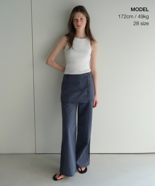 MUSINSA STANDARD WOMAN（ムシンサスタンダードウーマン）の「ウィメンズナイロンラップスカートパンツ[ブルーグレー]（その他パンツ・レディース・その他・30/24/25/26/27/28/29）」の2枚目の写真