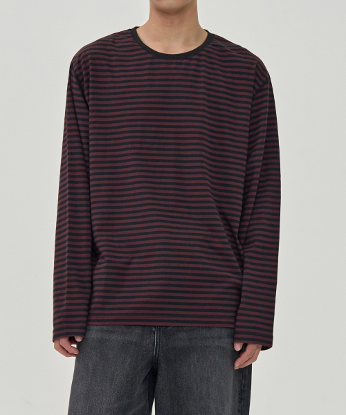 TOFFEE(トフィー)の「フェイドストライプロングスリーブ(バーガンディ)(Tシャツ/カットソー・メンズ・その他・MEDIUM/LARGE/X-LARGE)」の1枚目の写真
