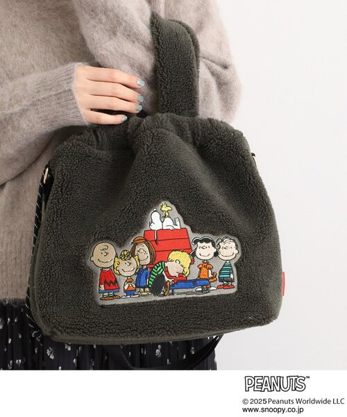 PEANUTS(ピーナッツ)の「【PEANUTS】ボア巾着トート(トートバッグ・レディース・ブラック/アイボリー/グレー/チャコールグレー・00)」の3枚目の写真