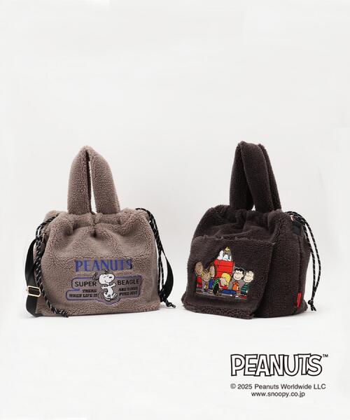 PEANUTS(ピーナッツ)の「【PEANUTS】ボア巾着トート(トートバッグ・レディース・ブラック/アイボリー/グレー/チャコールグレー・00)」の14枚目の写真