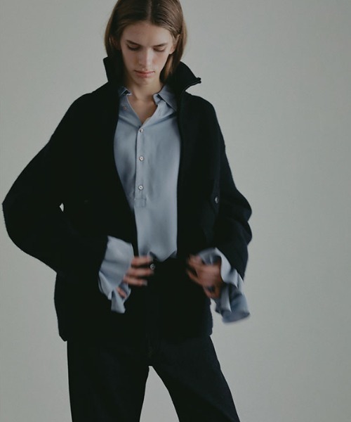 ダブルフェイスフロントファスナーニットプルオーバー（ニット