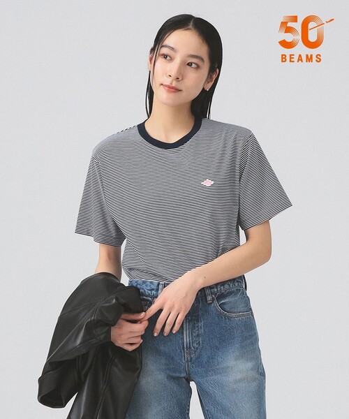 Ray BEAMS(レイビームス)の「【別注】DANTON / ストライプ インナー Tシャツ(Tシャツ/カットソー・レディース・ネイビー・SMALL/MEDIUM)」の1枚目の写真