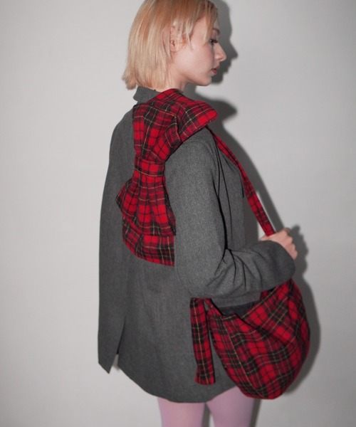 IMARI（イマリ）の「【 IMARI / イマリ 】 リボン ショルダー チェック柄 トートバッグ #（ショルダーバッグ・レディース・レッド・FREE）」の3枚目の写真