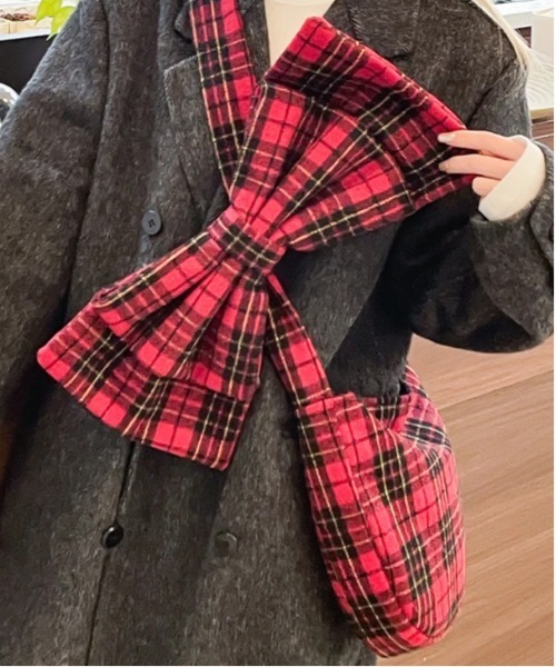 IMARI（イマリ）の「【 IMARI / イマリ 】 リボン ショルダー チェック柄 トートバッグ #（ショルダーバッグ・レディース・レッド・FREE）」の8枚目の写真