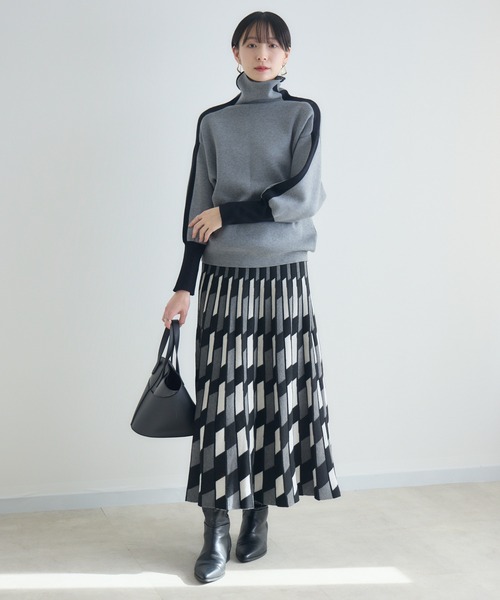 Paradise Picnic（パラダイスピクニック）の「幾何柄ニットスカート（スカート・レディース・ブラウン/グレー・FREE）」の15枚目の写真