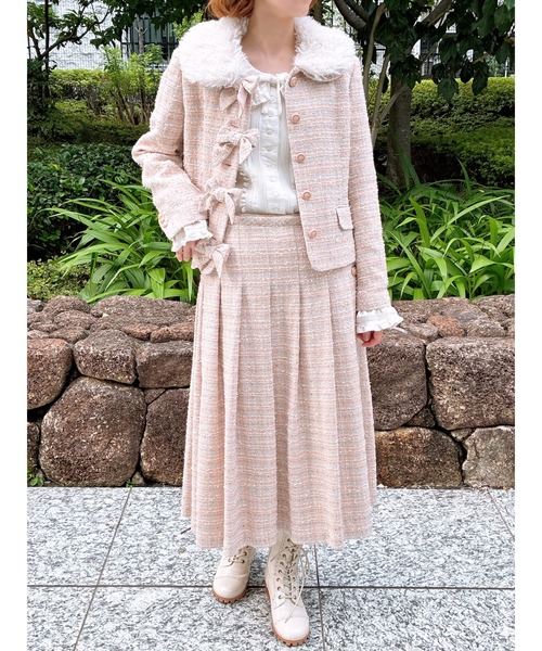 PINK HOUSE(ピンクハウス)の「ファンシーツイードスカート(スカート・レディース・ブラック/キナリ/ピンク系・MEDIUM/LARGE)」の6枚目の写真