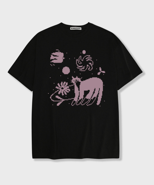 CHICKS(チックス)の「ピクセルキャット 半袖Tシャツ ブラック(Tシャツ/カットソー・レディース・ブラック・FREE)」の1枚目の写真