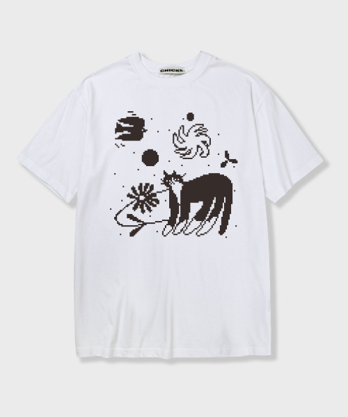 CHICKS(チックス)の「ピクセルキャット 半袖Tシャツ ブラック(Tシャツ/カットソー・レディース・ブラック・FREE)」の2枚目の写真