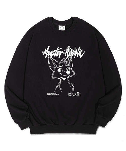 Sketch Line Fox White Man-to-Man Black_B8238