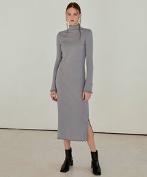 Layered Slim Long Dress Light Blue