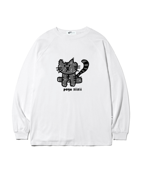 PAGESIISII（ページシシ）の「ペロニャンプリントオーバーサイズロングスリーブ [2カラー]（Tシャツ/カットソー・レディース・ホワイト/ブラック・MEDIUM/LARGE）」の3枚目の写真