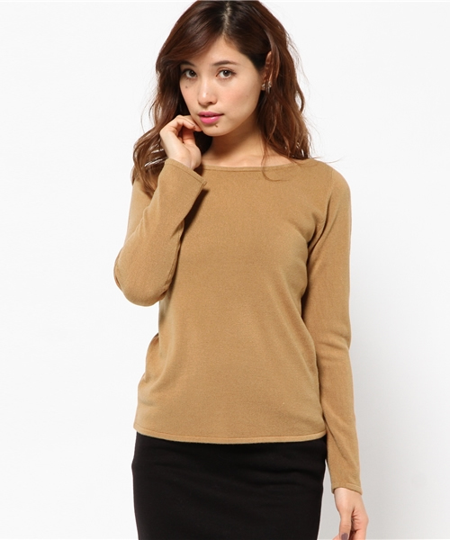 rienda（リエンダ）の「15AWシンプルボートニットTOP②（ニット/セーター・レディース・マルチ/ブラック/レッド/キャメル/ホワイト・FREE）」の3枚目の写真