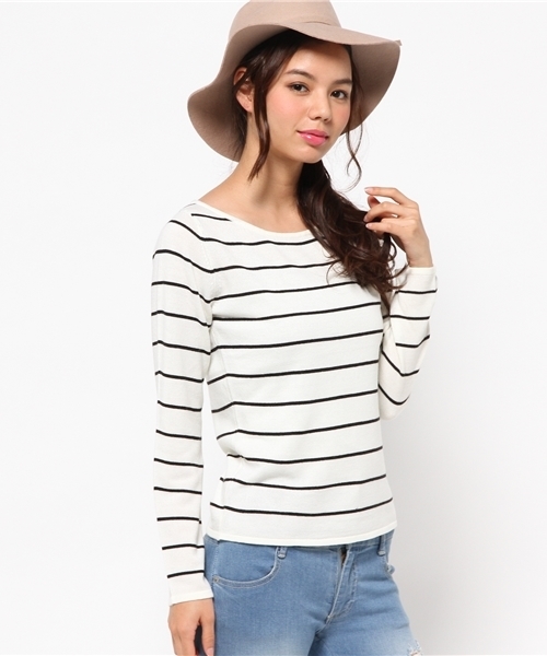 rienda（リエンダ）の「15AWシンプルボートニットTOP②（ニット/セーター・レディース・マルチ/ブラック/レッド/キャメル/ホワイト・FREE）」の5枚目の写真