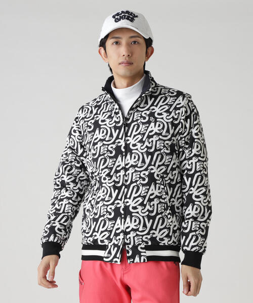 【PEARLY GATES】Nyストレッチリップストップ×超KARUISHI中綿リバーシブルスタンドブルゾン ＜ぷにぷにロゴ柄＞
