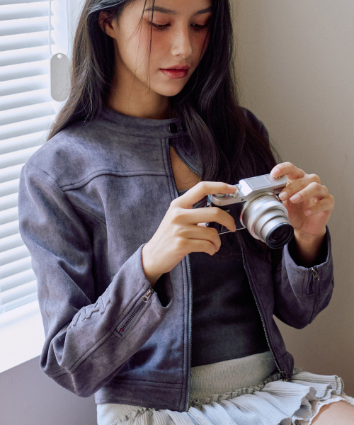 ZEROPLANET（ゼロプラネット）の「モニカレタリングスエードジャケット[チャコール]（ライダースジャケット・レディース・その他・MEDIUM/SMALL）」の4枚目の写真