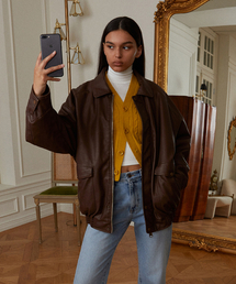 LADY VOLUME（レディーボリューム）の「VINTAGE WASHED LEATHER PADDING PARKA_BROWN（ダウンジャケット/コート）」