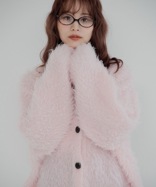 jumelle（ジュメロ）の「モンスターシャギーカーデ（カーディガン/ボレロ・レディース・ピンク/ブラウン・MEDIUM）」の2枚目の写真