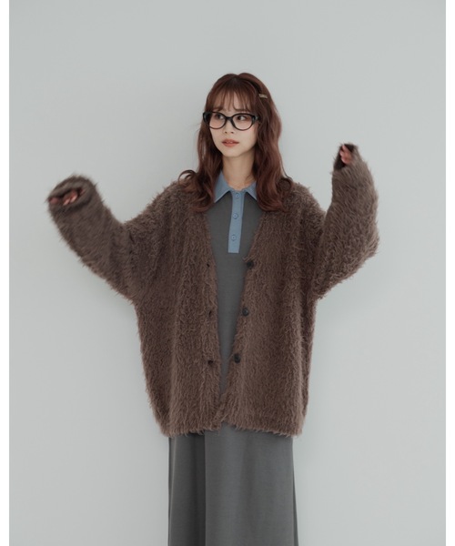 jumelle（ジュメロ）の「モンスターシャギーカーデ（カーディガン/ボレロ・レディース・ピンク/ブラウン・MEDIUM）」の18枚目の写真