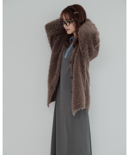 jumelle（ジュメロ）の「モンスターシャギーカーデ（カーディガン/ボレロ・レディース・ピンク/ブラウン・MEDIUM）」の20枚目の写真