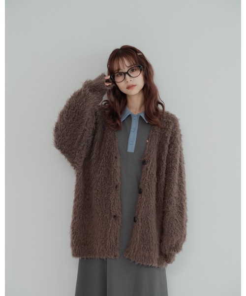 jumelle（ジュメロ）の「モンスターシャギーカーデ（カーディガン/ボレロ・レディース・ピンク/ブラウン・MEDIUM）」の21枚目の写真