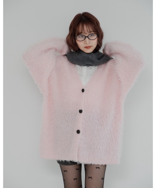 jumelle（ジュメロ）の「モンスターシャギーカーデ（カーディガン/ボレロ・レディース・ピンク/ブラウン・MEDIUM）」の3枚目の写真