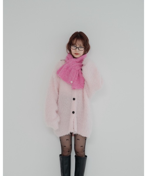 jumelle（ジュメロ）の「モンスターシャギーカーデ（カーディガン/ボレロ・レディース・ピンク/ブラウン・MEDIUM）」の4枚目の写真