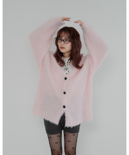 jumelle（ジュメロ）の「モンスターシャギーカーデ（カーディガン/ボレロ・レディース・ピンク/ブラウン・MEDIUM）」の6枚目の写真