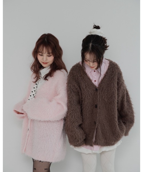 jumelle（ジュメロ）の「モンスターシャギーカーデ（カーディガン/ボレロ・レディース・ピンク/ブラウン・MEDIUM）」の8枚目の写真