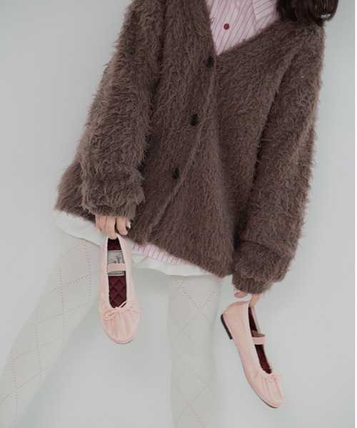 jumelle（ジュメロ）の「モンスターシャギーカーデ（カーディガン/ボレロ・レディース・ピンク/ブラウン・MEDIUM）」の11枚目の写真