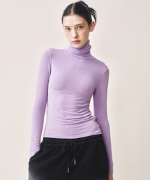 [ESSENTIAL] MINIMAL SLIM TURTLENECK TOP_PURPLE