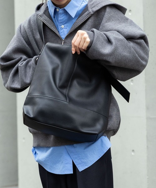 RAGEBLUE（レイジブルー）の「フェイクレザー/ショルダートートバッグ（ショルダーバッグ・メンズ・ブラック/ブラウン・FREE）」の6枚目の写真