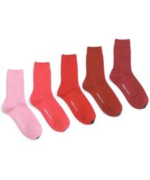 YARNWORKS（ヤーンワークス）の「[Red color 5 pack]WORK0-middle basic lip socks（ソックス/靴下・メンズ）」
