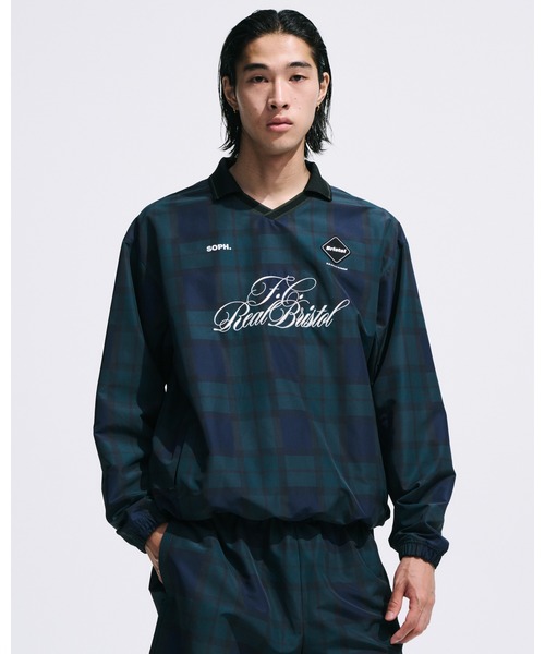 F.C.Real Bristol（エフシーレアルブリストル）の「PLAID PRACTICE POLO COLLAR PISTE（その他トップス・メンズ・グレー/ネイビー・SMALL/MEDIUM/LARGE/X-LARGE/XX-LARGE）」の5枚目の写真