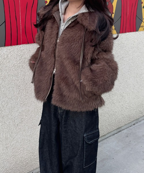セール】フェイクファーリボンブルゾン（その他アウター）｜nemne