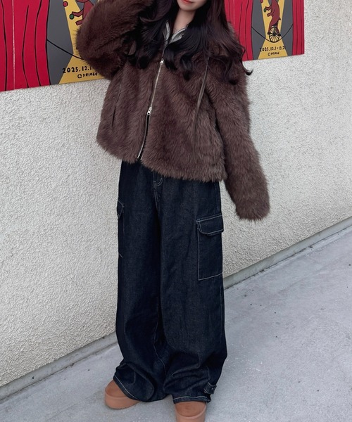 nemne store フェイクファーリボンブルゾン セール】フェイクファーリボンブルゾン（その他アウター）｜nemne