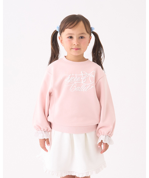 Lycee mine(リセマイン)の「【Lycee mine バレエシリーズ】袖口レーススウェット【子供服】【キッズ】【女の子】(スウェット・キッズ・バイオレット/クリーム/ブラック/アイボリー/ベビーピンク・140cm/110cm/120cm/100cm/130cm/150cm)」の5枚目の写真