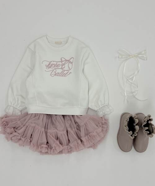 Lycee mine(リセマイン)の「【Lycee mine バレエシリーズ】袖口レーススウェット【子供服】【キッズ】【女の子】(スウェット・キッズ・バイオレット/クリーム/ブラック/アイボリー/ベビーピンク・140cm/110cm/120cm/100cm/130cm/150cm)」の10枚目の写真