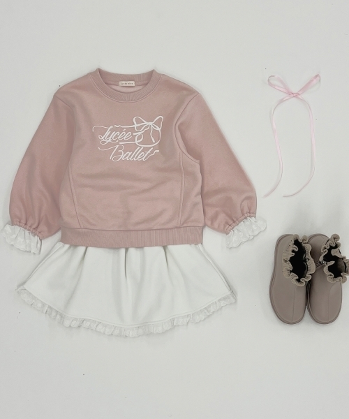 Lycee mine(リセマイン)の「【Lycee mine バレエシリーズ】袖口レーススウェット【子供服】【キッズ】【女の子】(スウェット・キッズ・バイオレット/クリーム/ブラック/アイボリー/ベビーピンク・140cm/110cm/120cm/100cm/130cm/150cm)」の9枚目の写真