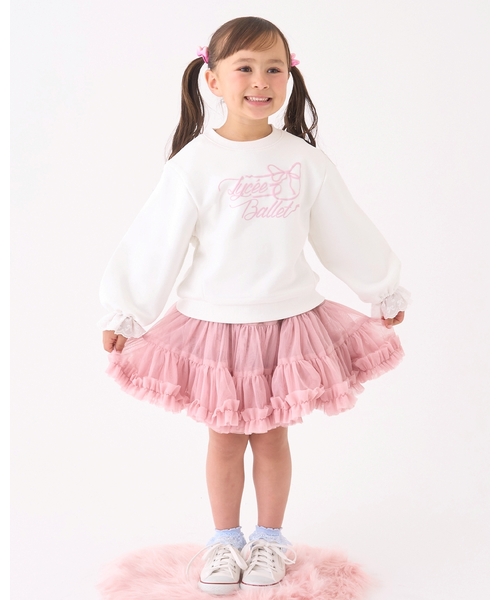 Lycee mine(リセマイン)の「【Lycee mine バレエシリーズ】袖口レーススウェット【子供服】【キッズ】【女の子】(スウェット・キッズ・バイオレット/クリーム/ブラック/アイボリー/ベビーピンク・140cm/110cm/120cm/100cm/130cm/150cm)」の7枚目の写真