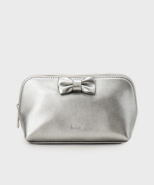index（インデックス）の「ラメ合皮リボンポーチ（ポーチ・レディース・ピンク系/シルバー系その他/オフホワイト・00）」の3枚目の写真