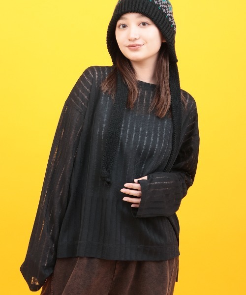 チチカカ(チチカカ)の「Orale! シアーロングスリーブTシャツ(Tシャツ/カットソー・レディース・アイボリー/ブラック/グリーン・FREE)」の5枚目の写真