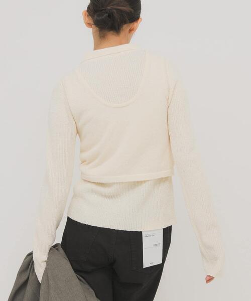 KBF(ケイビーエフ)の「『一部WEB限定カラー』ミニブークレレイヤードニットシャツ(ニット/セーター・レディース・チャコールグレー/ライトブルー/アイボリー/グリーン系その他・ONE)」の13枚目の写真