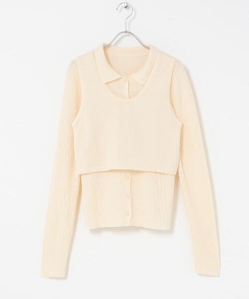 KBF(ケイビーエフ)の「『一部WEB限定カラー』ミニブークレレイヤードニットシャツ(ニット/セーター・レディース・チャコールグレー/ライトブルー/アイボリー/グリーン系その他・ONE)」の17枚目の写真