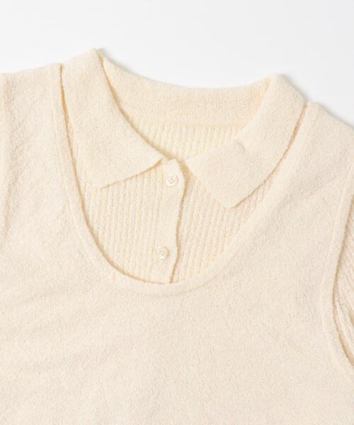 KBF(ケイビーエフ)の「『一部WEB限定カラー』ミニブークレレイヤードニットシャツ(ニット/セーター・レディース・チャコールグレー/ライトブルー/アイボリー/グリーン系その他・ONE)」の18枚目の写真