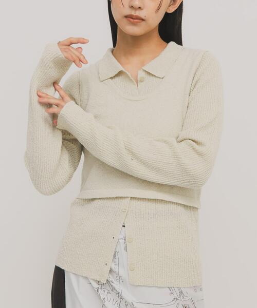 KBF(ケイビーエフ)の「『一部WEB限定カラー』ミニブークレレイヤードニットシャツ(ニット/セーター・レディース・チャコールグレー/ライトブルー/アイボリー/グリーン系その他・ONE)」の19枚目の写真